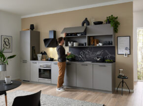 Culineo C615 Laser Kuechenzeile Einbaukueche Taubegrau Motivnische Lifthaengeschrank M4831320143749063 006