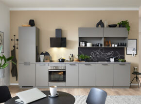Culineo C615 Laser Kuechenzeile Einbaukueche Taubegrau Motivnische M4831320143749063 002