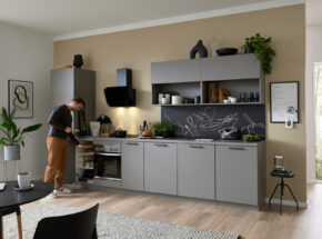 Culineo C615 Laser Kuechenzeile Einbaukueche Taubegrau Motivnische M4831320143749063 003