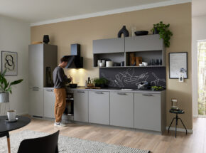 Culineo C615 Laser Kuechenzeile Einbaukueche Taubegrau Motivnische M4831320143749063 012