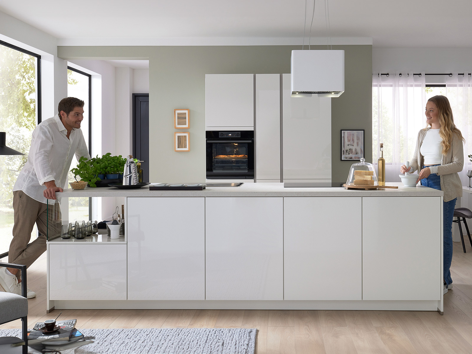 Culineo Kueche C648 Inselkueche Weiss Hochglanz Glaszarge M4831320153749763 003