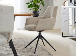 Interliving 5605 Esszimmerstuhl Schalensessel Bezug Cord Rebel Shell Ecru Cream Anthrazit Grey Stativ Eisen Schwarz 72700009 01 Ecru