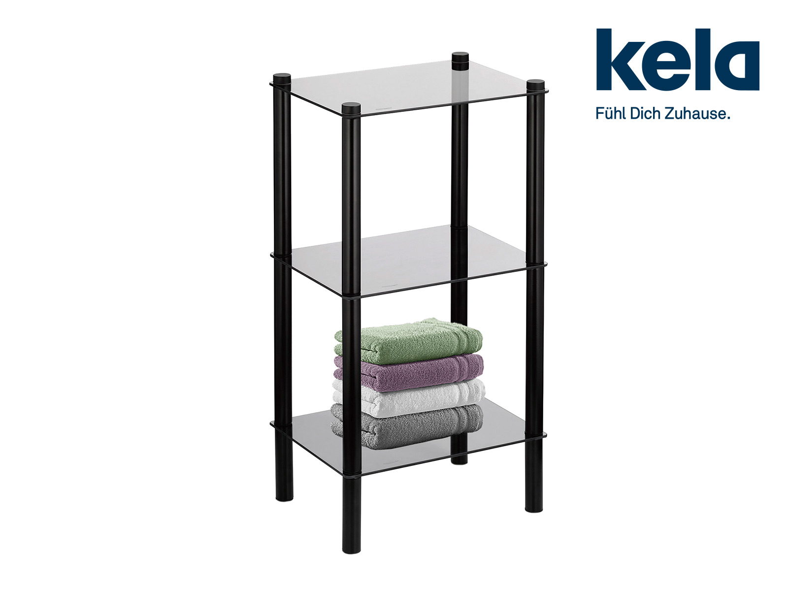 Kela Regal Lars Metall Sicherheitsglas 3 Etagen 06030522 07