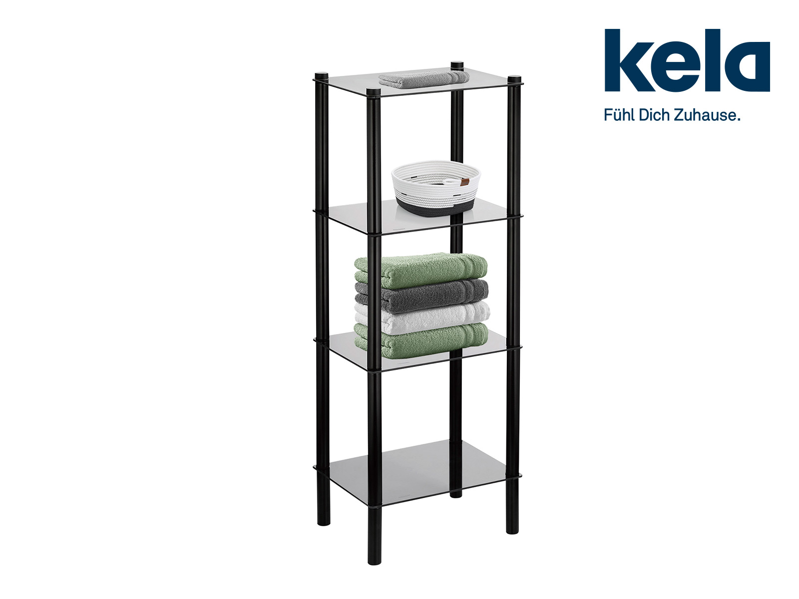 Kela Regal Lars Metall Sicherheitsglas 4 Etagen 06030522 08