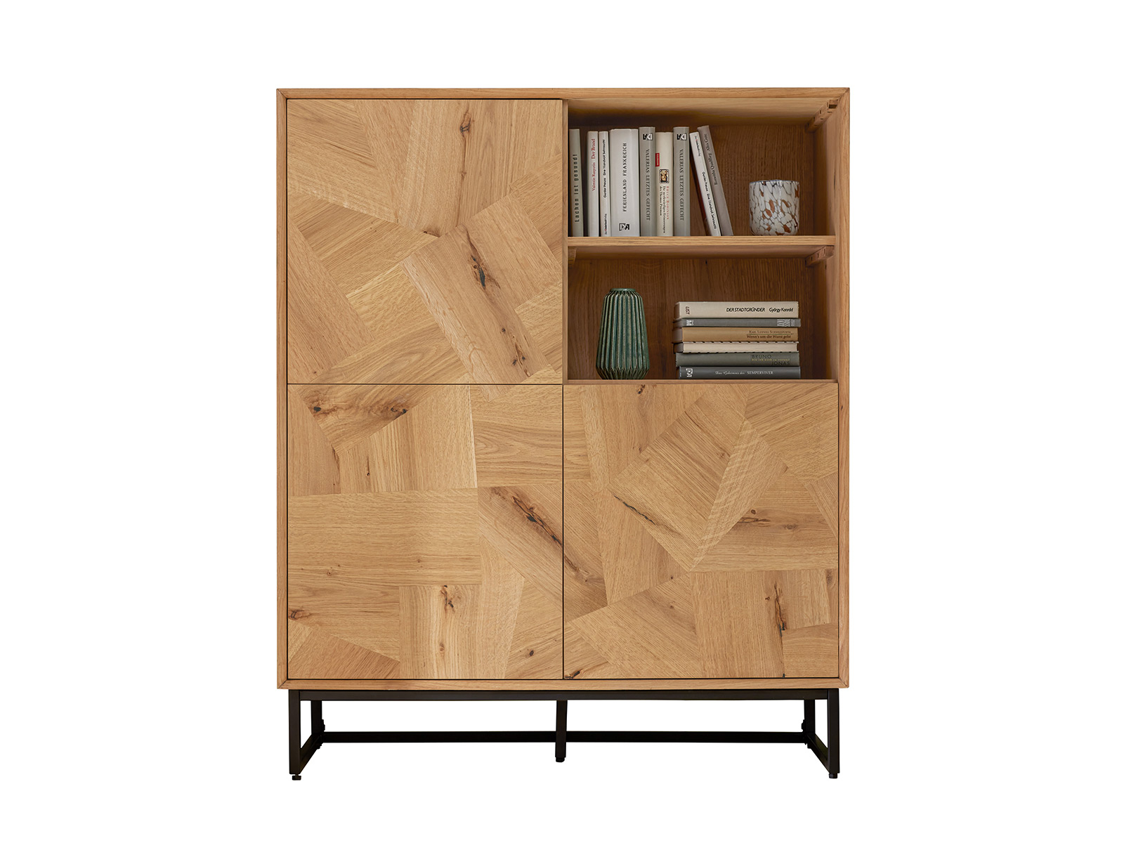 Roomio 2002 Wohnzimmermoebel Highboard Eiche Natur Patchwork Design 22010003