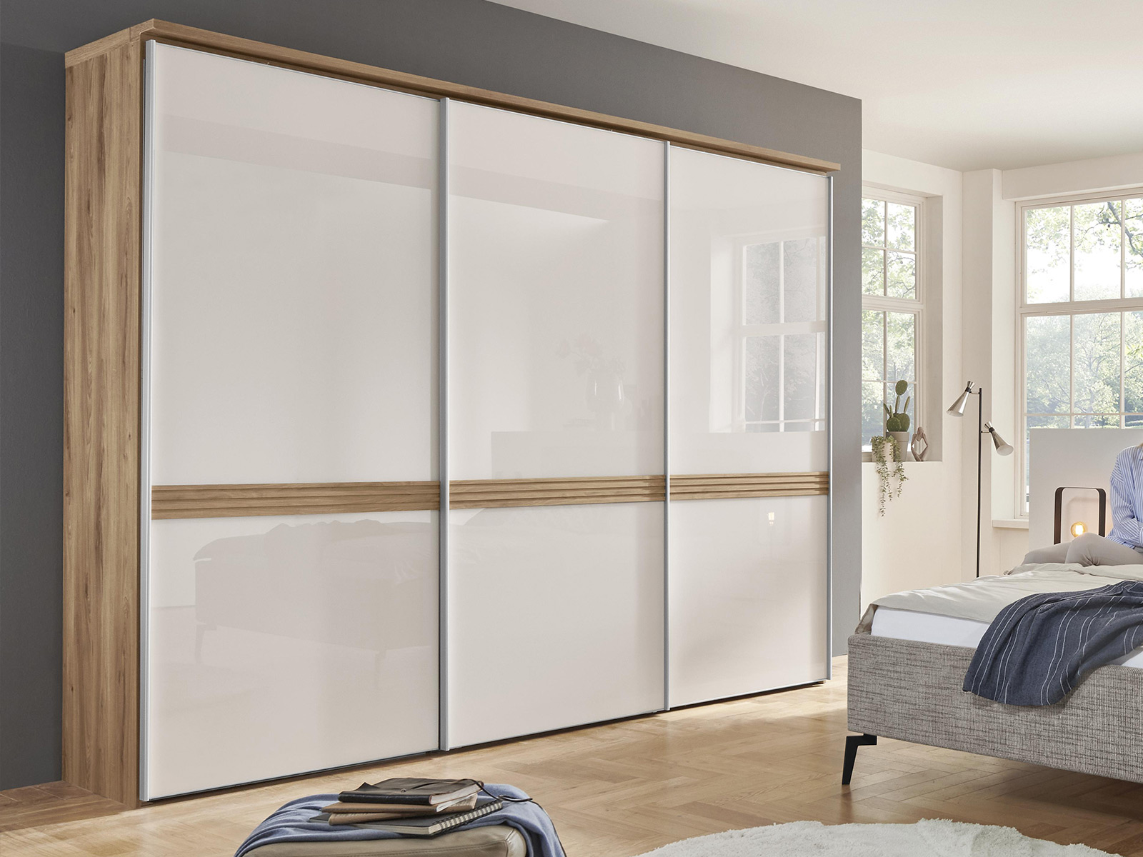 Schlafzimmer Kleiderschrank Schwebetuerenschrank Staud Sinfonie Plus Glas Elfenbein 03580028 20