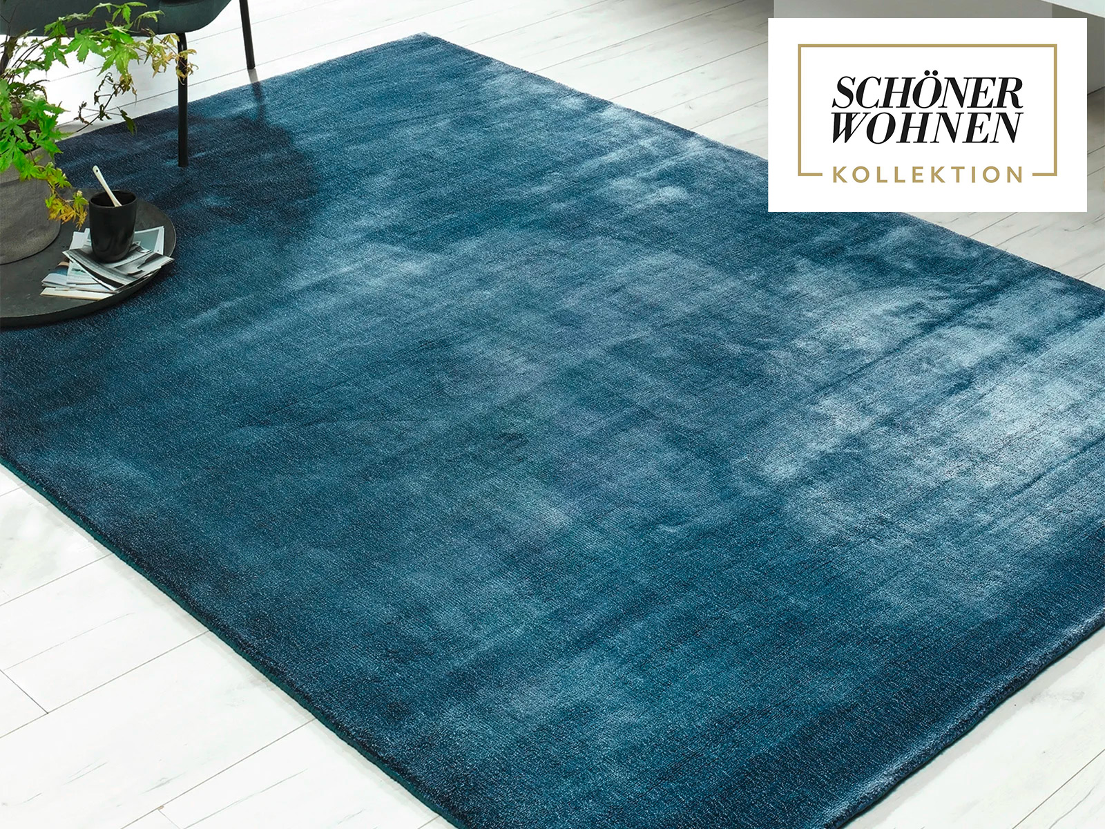Schoener Wohnen Handwebteppich Aura Blau Fussbodenheizung  09600050 M3254192072