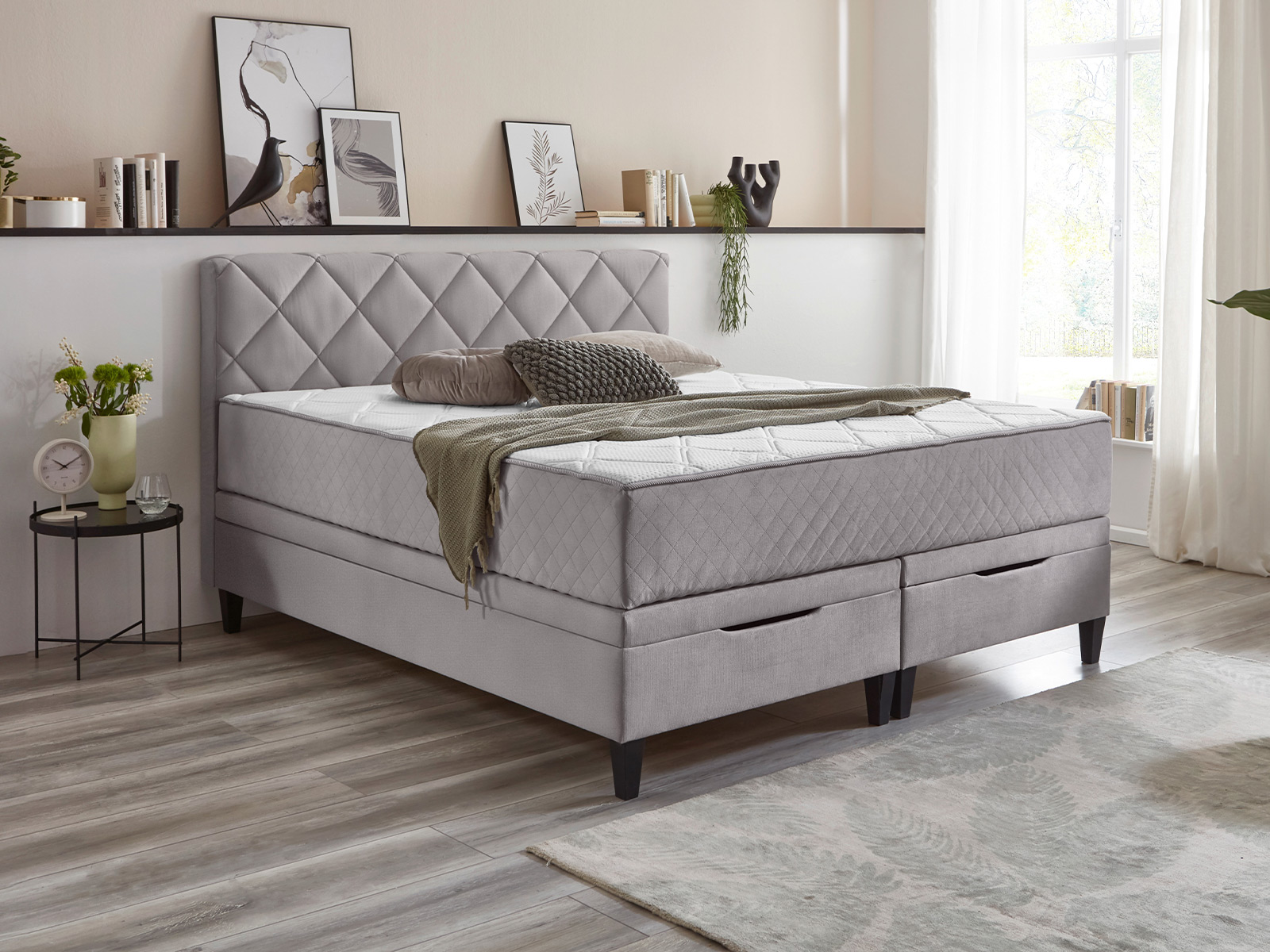Boxspringbett Silber 7 Zonen Taschenfederkernmatratze 12980383