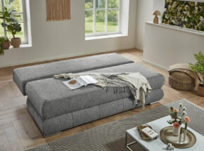 Schlafsofa Funktionssofa Bezug Silber Schlaffunktion 12980380