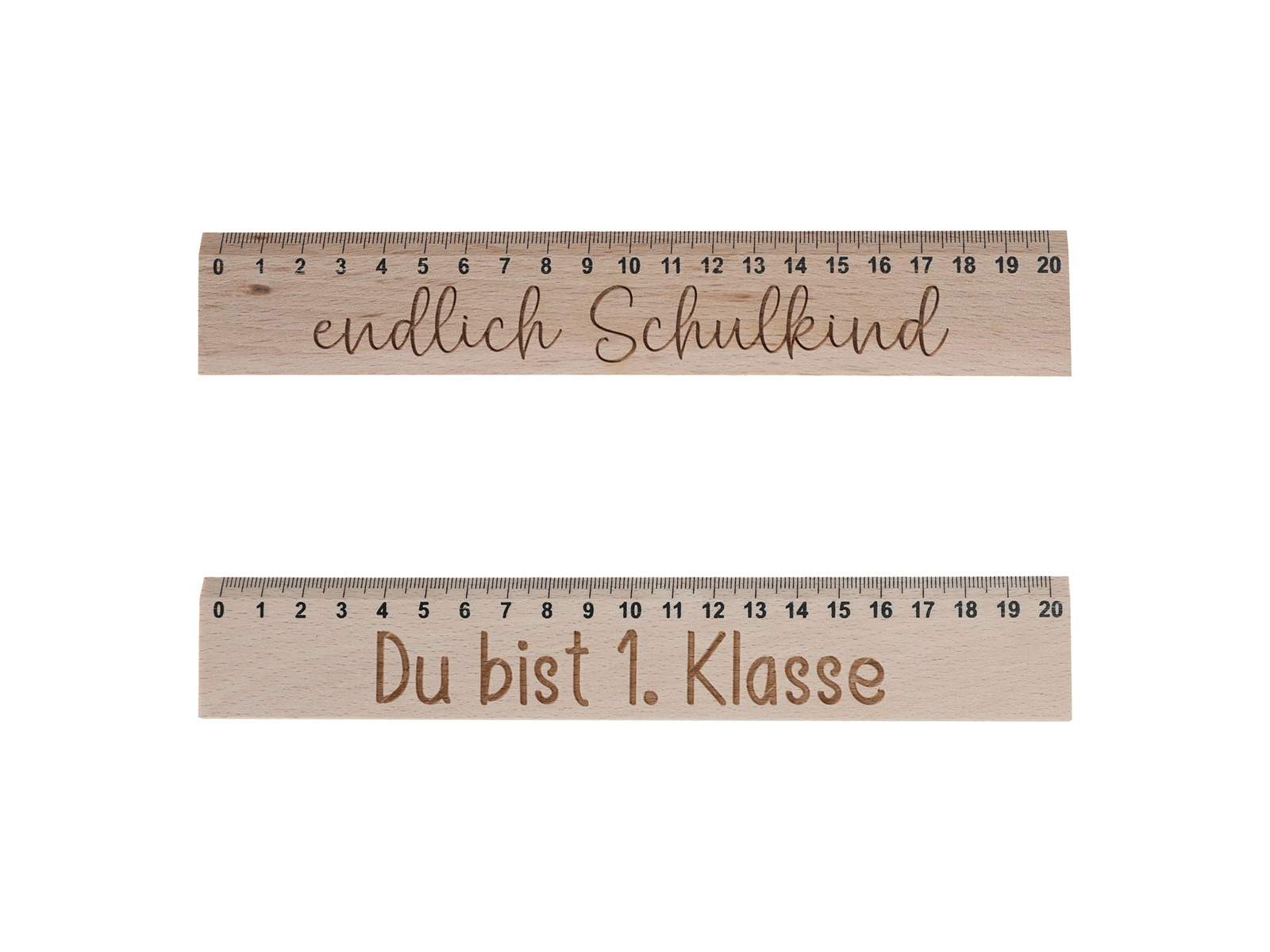 2 Lineal aus Holz mit verschiedenen Sprüchen: Endlich Schulkind und Du bist 1. Klasse.