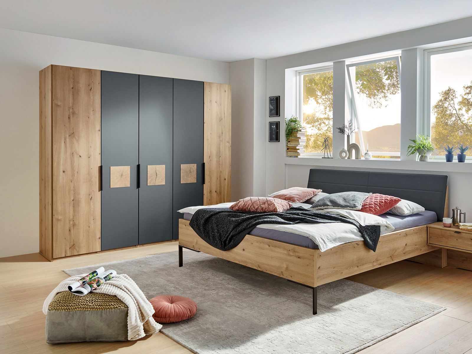 Schlafzimmer Bianco Eiche Nachbildung Lava Dekor 02760137