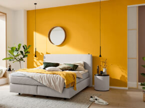 Interliving Boxspringbett 1420 Mit Liegeflaeche 180x200cm Und Bezug Stoff Cleo Natur Und Fuesse Schwebeoptik 72760011