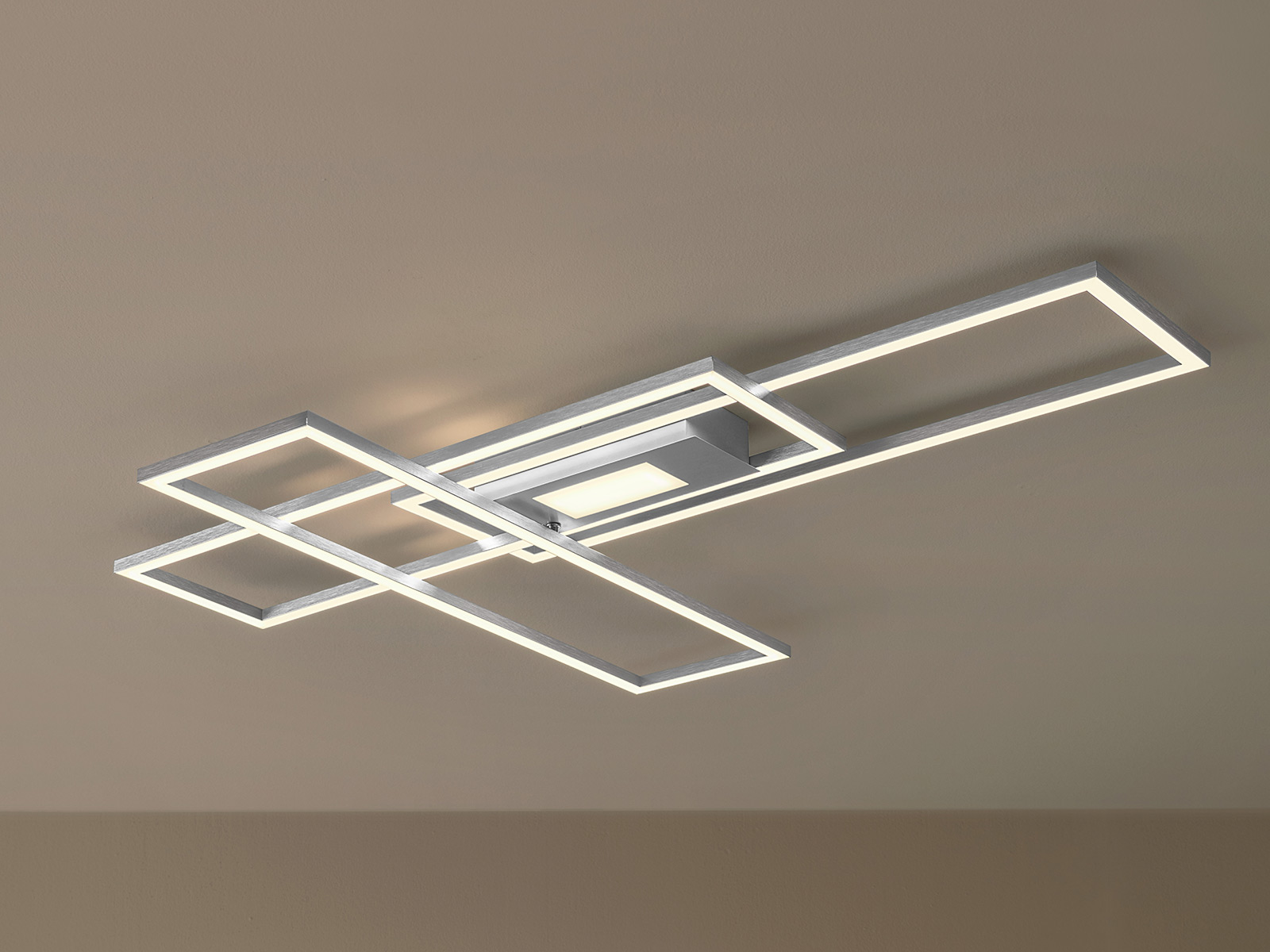 LED Deckenleuchte Metall Stahlfarben acryl weiss mit drehbaren Rahmen