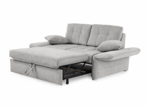 Hellgraues Funktionsschlafsofa Mit 2 Rueckenkissen Und 2 Zierkissen In Ausgezogen In Liegefunktion 11710276 01