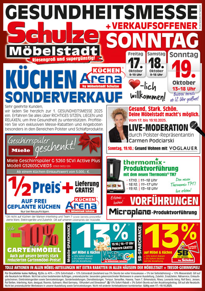 Schulze Gesundheitsmesse mit verkaufsoffenem Sonntag vom 17. bis 19. Oktober 2025 in Rödental