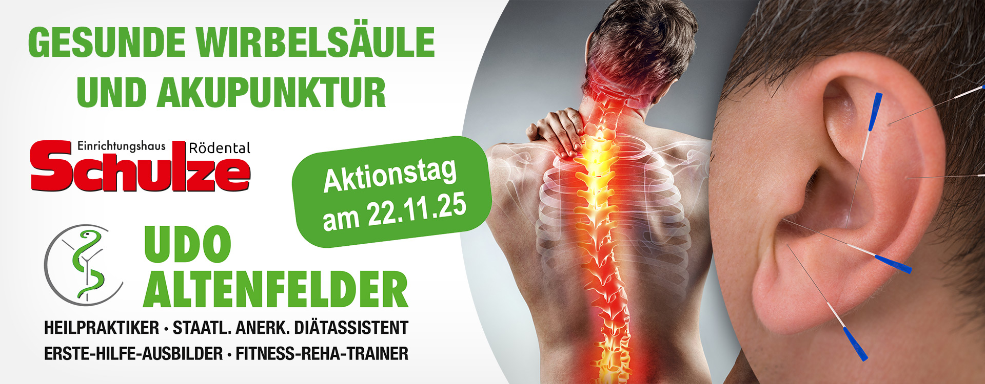 Gesunde Wirbelsäule und Akupunktur mit Udo Altenfelder am 22. November 2025 im Einrichtungshaus Schulze in Rödental