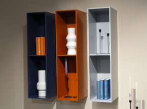 Rolf Benz Wohnwand Stretto Offene Regalelemente In Nachtblau Cognac Und Steingrau 01440038