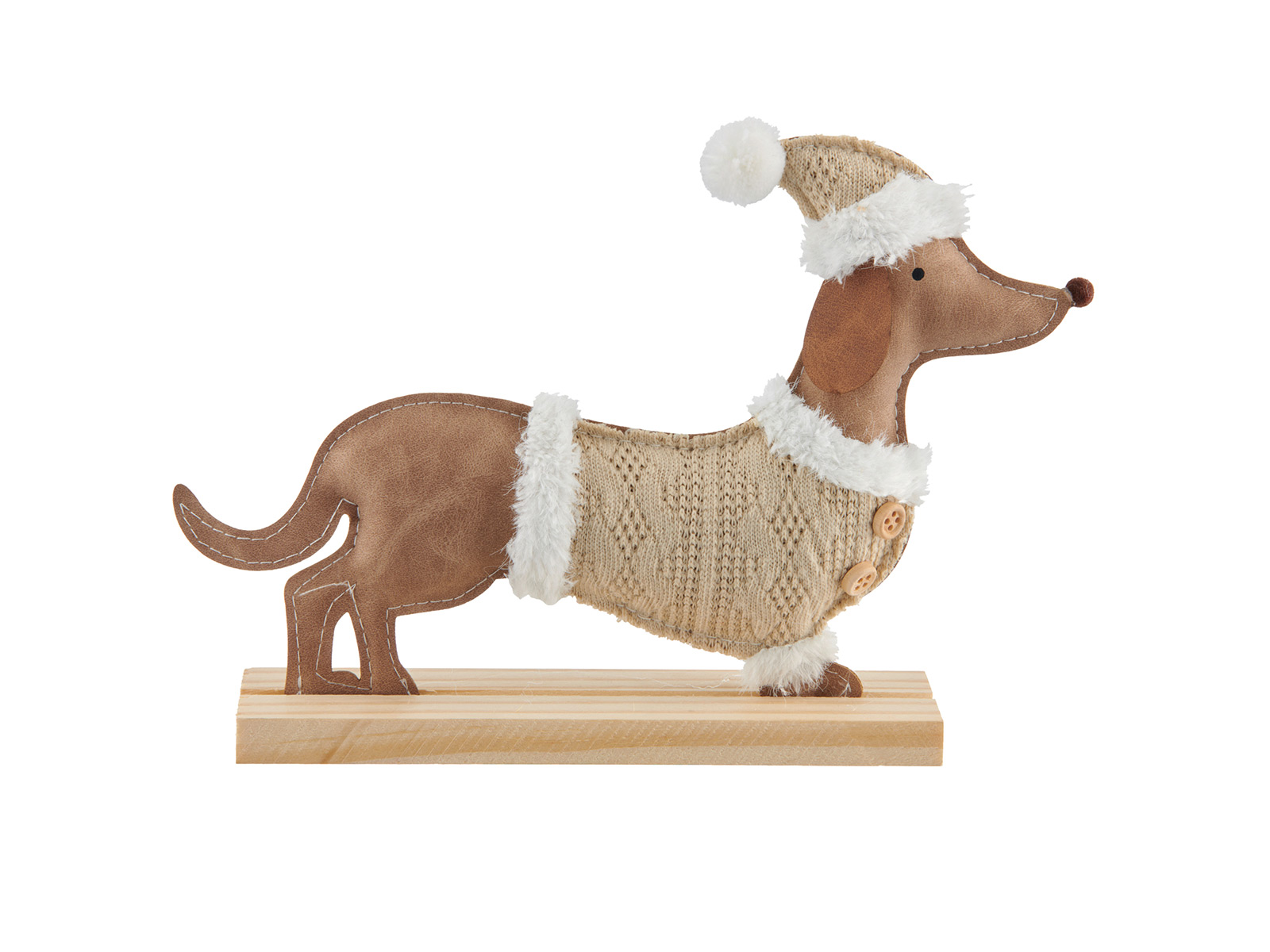 Stoff Lederimitat Dackel Mit Strickanzug Und Muetze 60240661 09