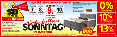 SB HIT MÖBEL langes Einkaufswochenende mit verkaufsoffenem Sonntag.