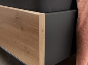 Bettfuss Schwarz Metall Von Bettanlage Aus Schlafzimmerprogramm Farbe Graphit Absetzung Bianco Eiche Optik 02760125