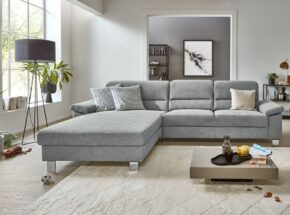 Entwurf Polstergarnitur Als Ecksofa Mit Stoffbezug Mito Platin Und Metallfuss Silberfarbig 13230091