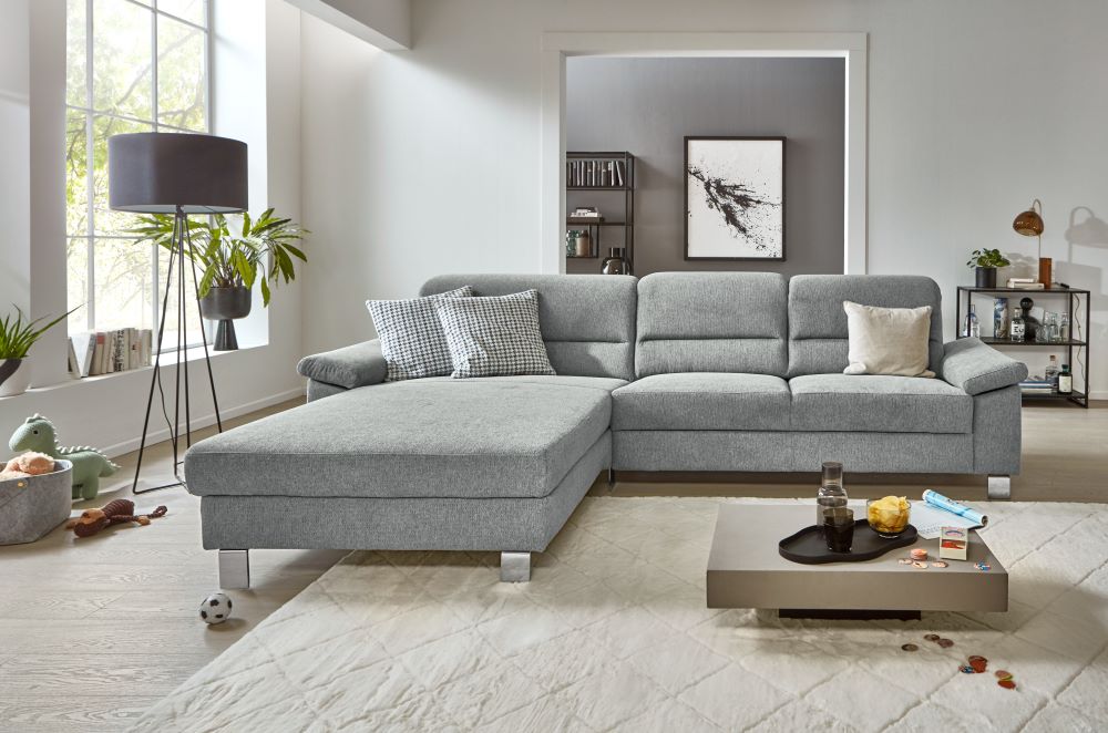 Entwurf Polstergarnitur Als Ecksofa Mit Stoffbezug Mito Platin Und Metallfuss Silberfarbig 13230091