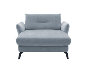 Freistehende Chaiselongue Interliving 4400 Bezug Stoff Pigeon Blue Mit Metallfuss Schwarz 73000001 01