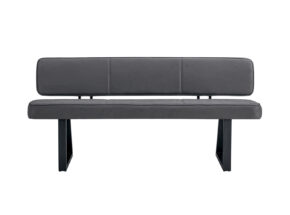 Frontansicht Speisezimmer Einzelbank Mit Ruecken Mit Microfaserbezug Anthrazit Und Gestell Metall Schwarz 14220120 01