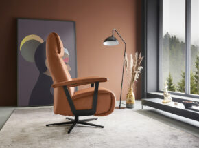 Himolla Relax Sessel Echt Lederbezug Farbe Brandy Mit Sternfuss Schwarz Grundposition 02180183 01