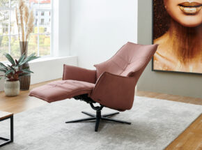Himolla Relax Sessel Mit Sternfuss Bezug Echt Leder Farbe Lachs Mit Integrierter Fussstuetze 02180184