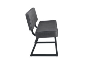 Seitenansicht Von Speisezimmer Einzelbank Mit Ruecken Mit Microfaserbezug Anthrazit Und Gestell Metall Schwarz 14220120 01