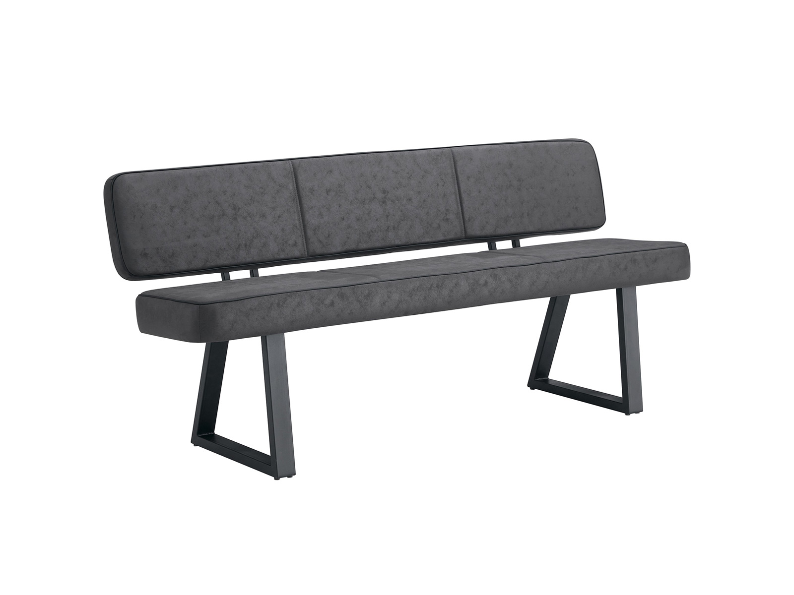 Speisezimmer Einzelbank Mit Ruecken Mit Microfaserbezug Anthrazit Und Gestell Metall Schwarz 14220120 01