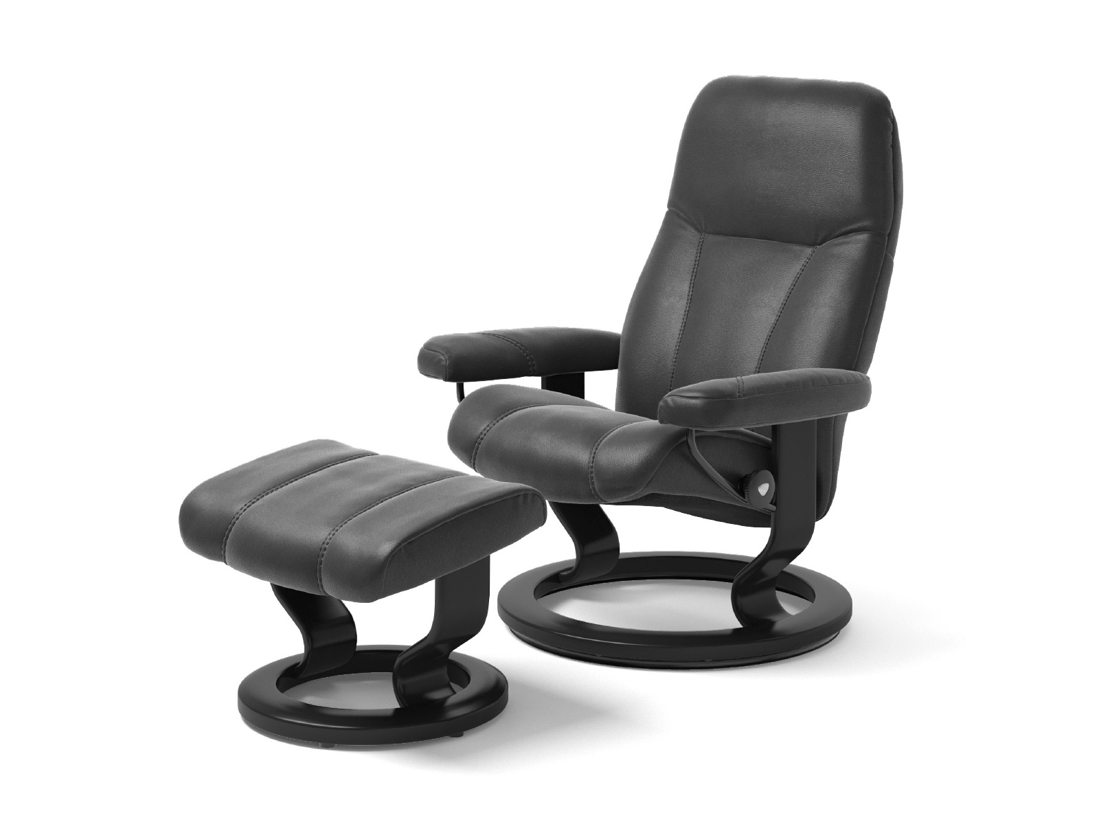 Stressless Sessel Consul Inklusive Hocker Gestell Classic Schwarz Leder Batick Black 13150003 15