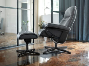Stressless Sessel Sunrise Inklusive Hocker Gestell Cross Leder Batick Matte Black 13150142 03