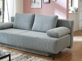 Verwandlungssofa Schlafsofa Querschlaefer Mit Bettkasten Bezug Cord Grau Metallfuss Schwarz 14210160