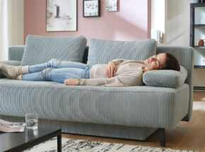 Verwandlungssofa Schlafsofa Querschlaefer Mit Bettkasten Bezug Cord Grau Metallfuss Schwarz 14210160