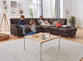 Modulmaster Eckkombination Ecksofa Echt Leder Farbe Torro Schoko Mit Holzfuss Eiche Bianco 13840012 03