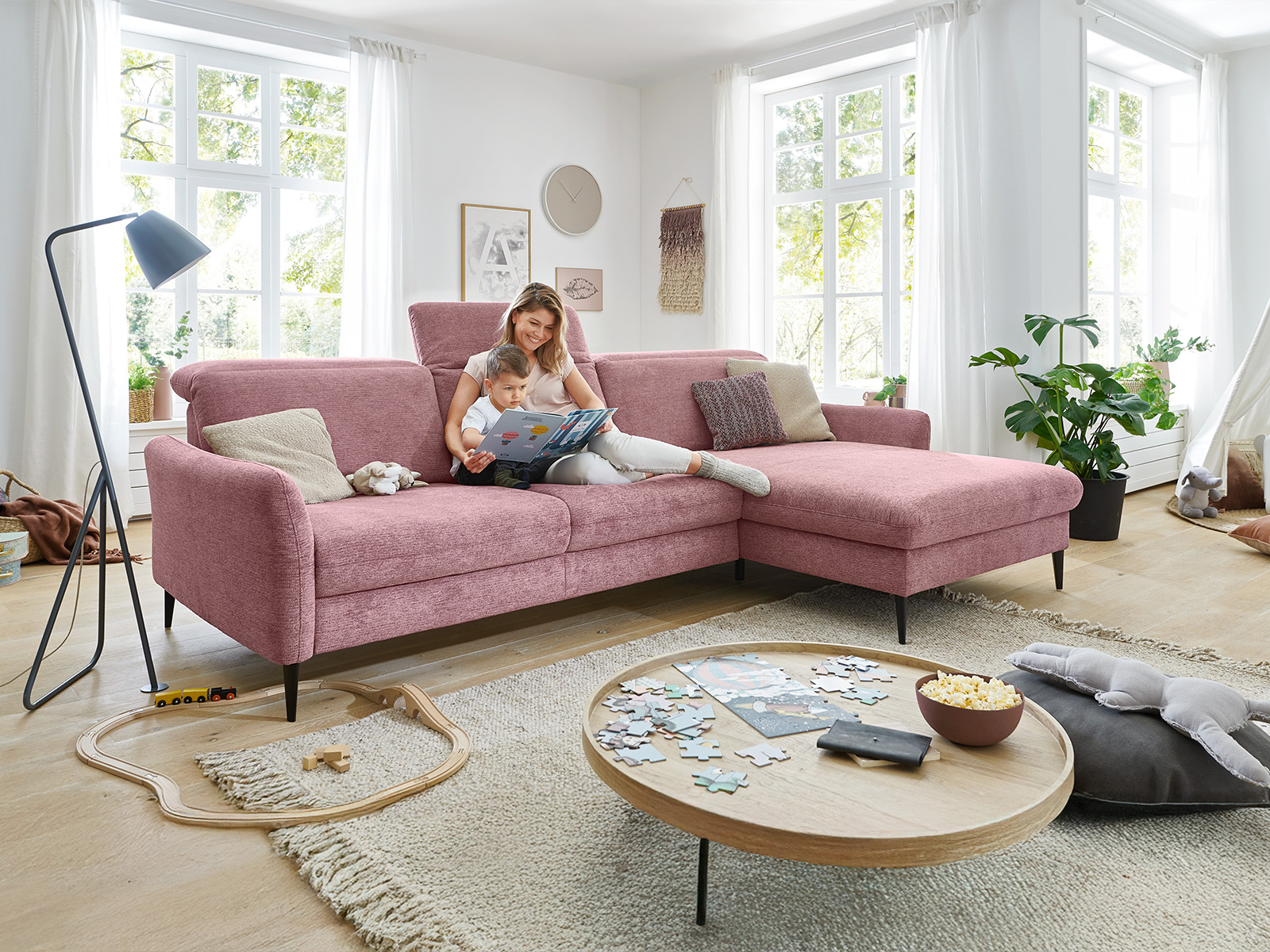 Modulmaster Ecksofa Eckkombination Bezug Famosa Wine Metallfuss Schwarz 0582018615