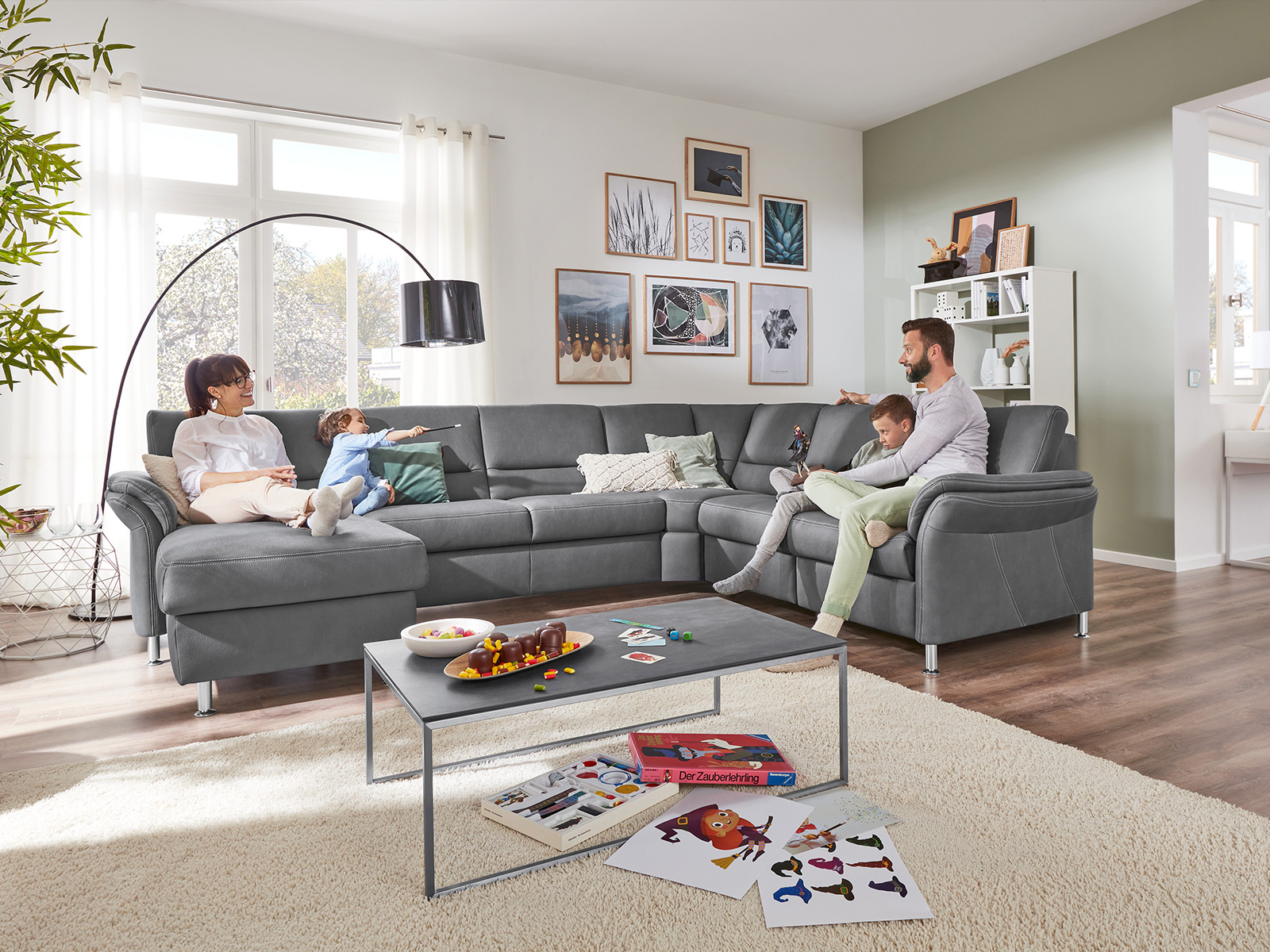 Modulmaster Polstergarnitur Wohnlandschaft Bezug Stoff Mammut Grau 05820172 01