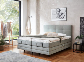 Motor Boxspringbett Hellgrau Fuss Schwebende Optik Liegeflaeche Zirka 180x200cm In Grundposition  01250006 02