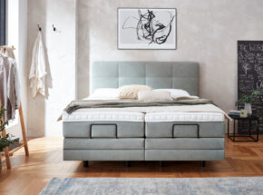 Motor Boxspringbett Hellgrau Fuss Schwebende Optik Liegeflaeche Zirka 180x200cm In Grundposition  01250006 02