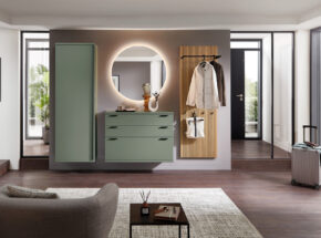 Varianta Garderobenkombination Venue Mit Haenge Schrank Kommode Und Garderobenpaneel Und Wandspiegel Rund 04010015 65