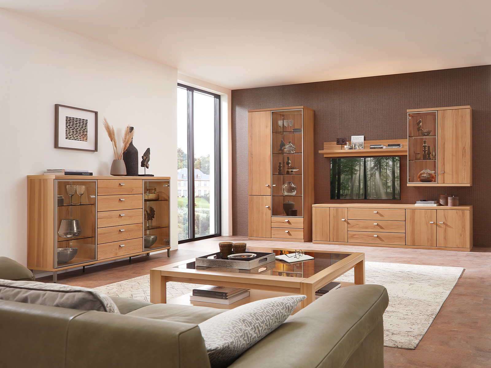 Varianta Wohnprogramm Viva Front Kernbuche Massiv Mit Wohnwand Sideboard Und Couchtisch 04010014 02