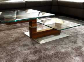 Venjakob Design Couchtisch Mit 2 Drehbaren Glastischplatten Und Colorado Nussbaum Gestell In Groesster Position 01080402