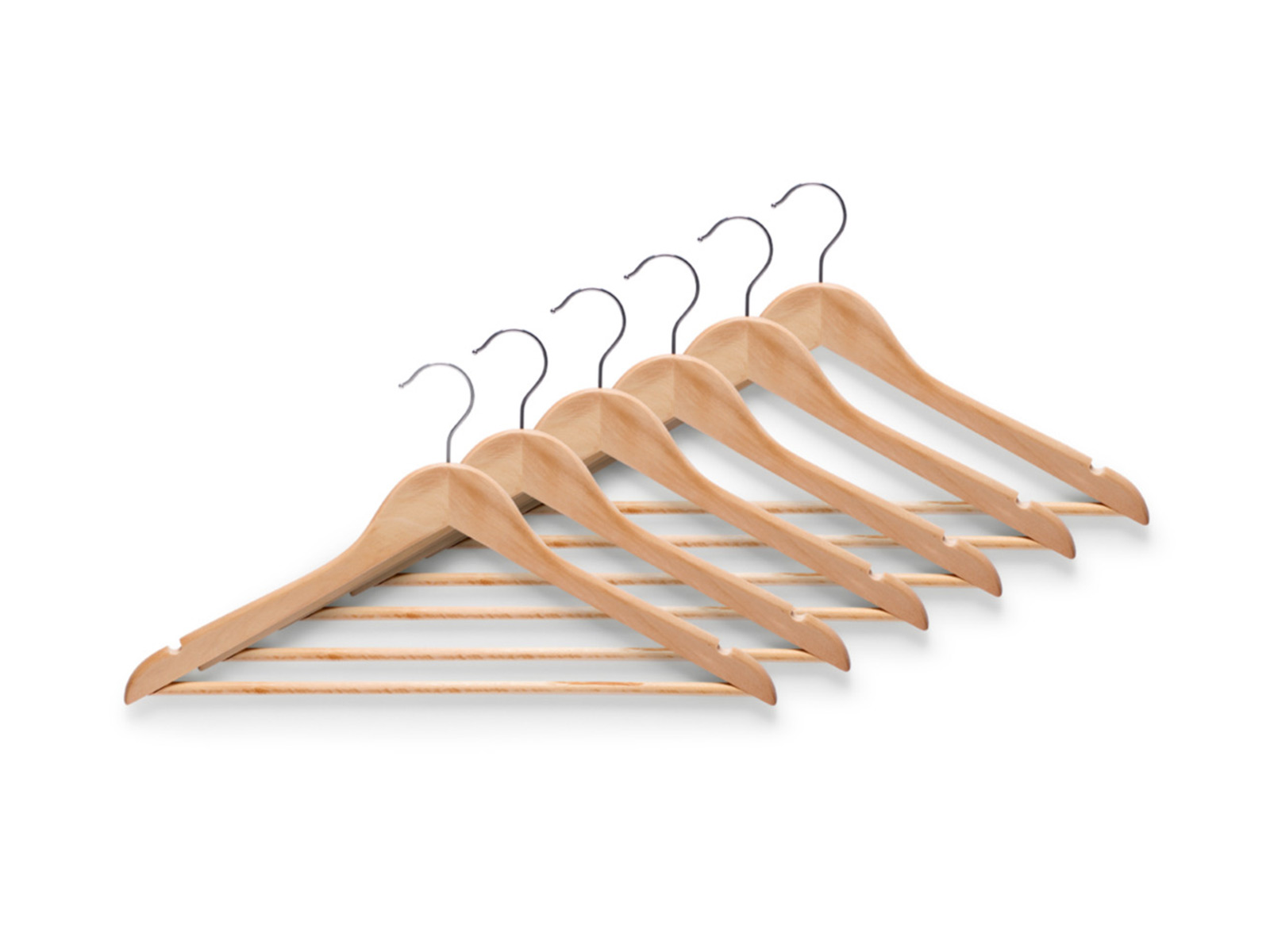 6 Teiliges Kleiderbuegel Set Holz Natur 11240124 15