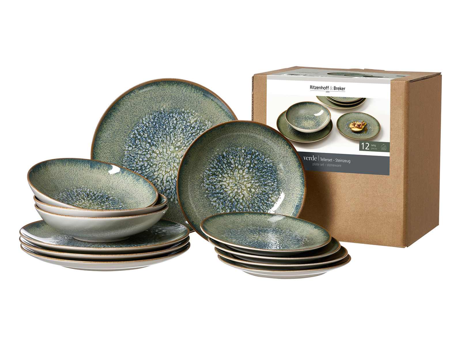 Ritzenhoff Und Breker Geschirr Verde Farbe Gruen Tuerkisblau Mit Je 4 Dessertteller Suppenteller Und Speiseteller 06010260 01