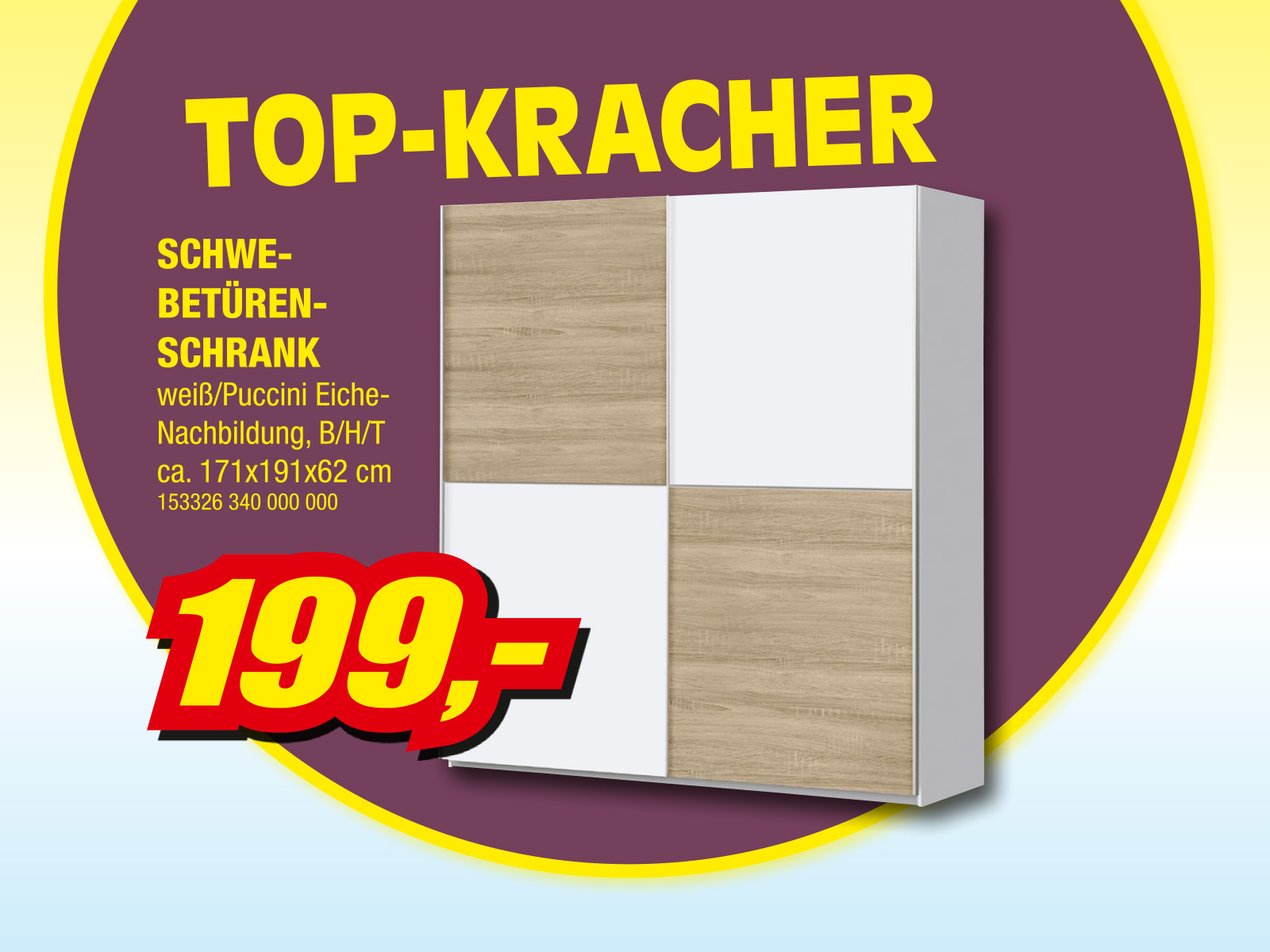 Sb Hit Top Kracher Schwebetuerenschrank Weiss Puccini Eiche 153326340000000