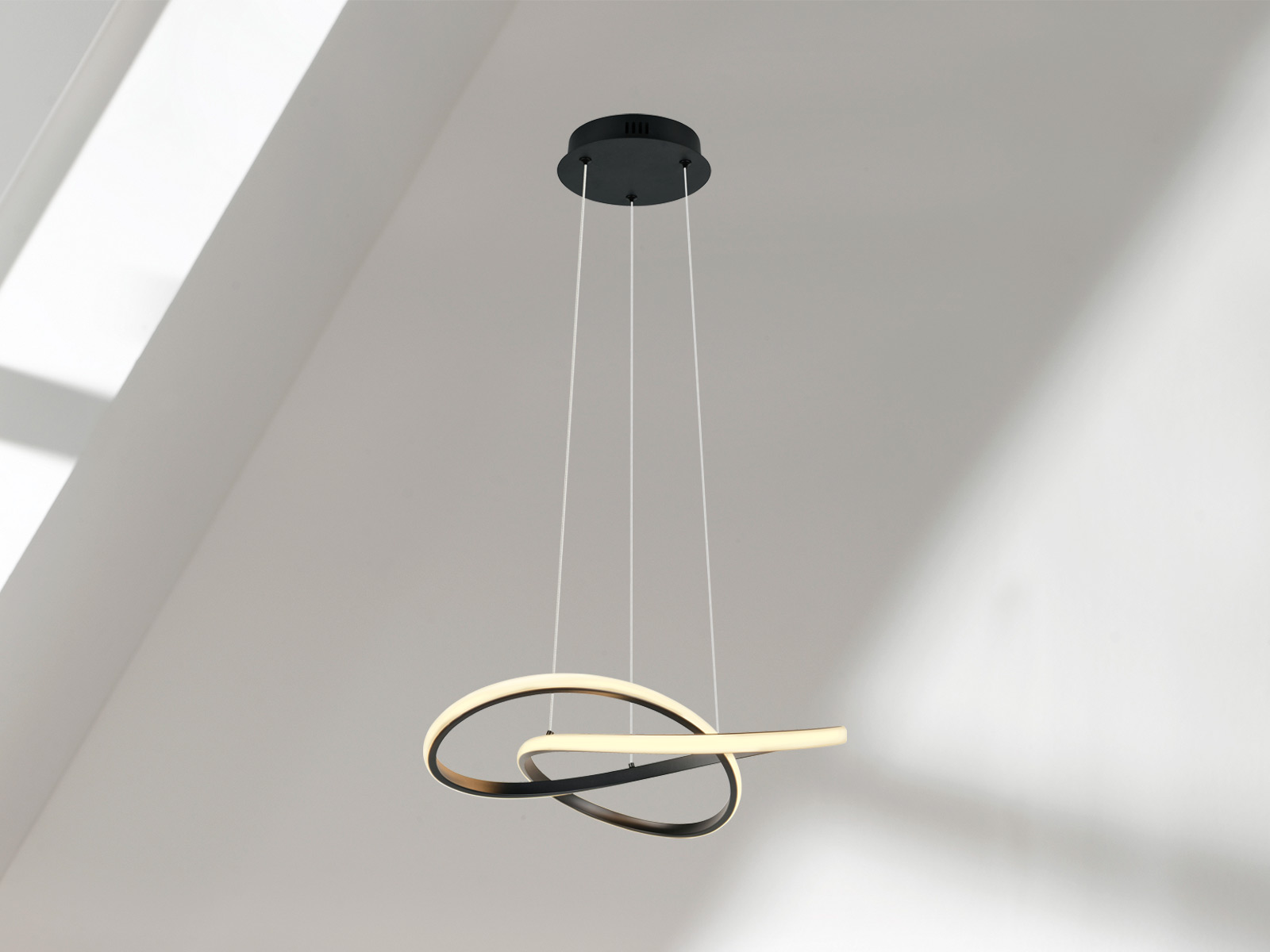 1 Reality Leuchten R33111132 Led Pendelleuchte Mansa Geschwungenes Design Schwarz Metall 45230505