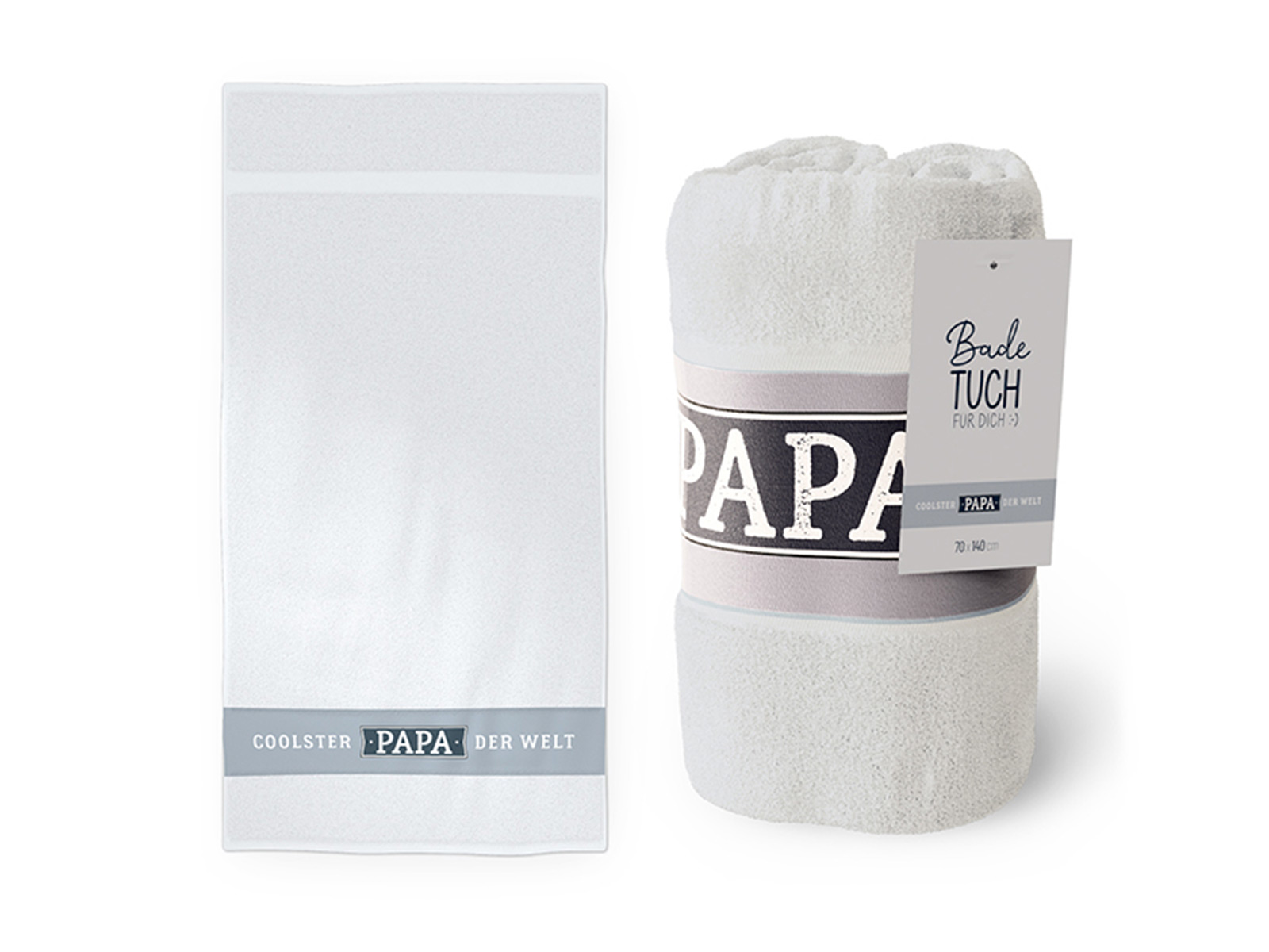 Artikel 379756 Geschenk Fuer Dich Badetuch Coolster Papa Der Welt Beige Mit Grauem Schriftstreifen 63730116