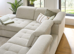 Modulmaster Boxspring Polstergarnitur Ecksofa Stoffbezug Cyber Ecru Metallfuss Schwarz Mit Sitztiefenverstellung 14880051 14